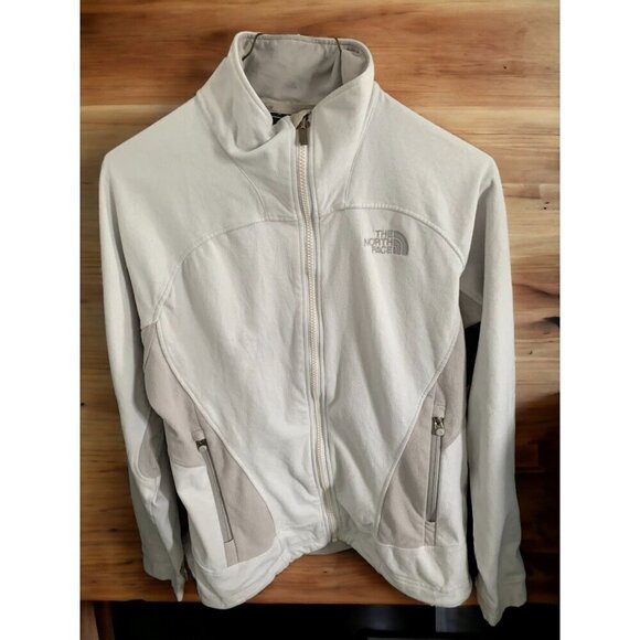 The North Face Ladies Cream Tan TKA 1 fleece long sleeve full zip jacket Medium - Picture 5 of 6